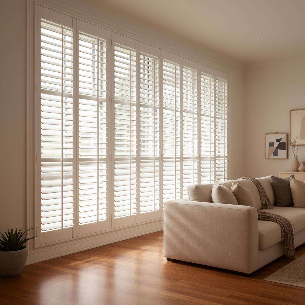 White shutters in modern living space