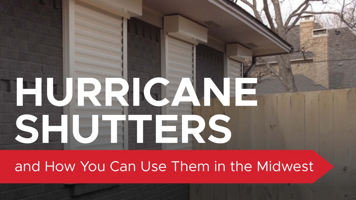 hurricane shutters close over the windows of a house text reads hurricane shutters and how you can use them in the midwest